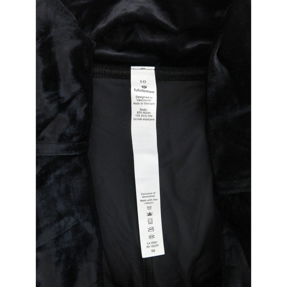 Lululemon Wunder Under Tight Black Velvet Leggings Womens 10 28" Lounge - Picture 6 of 7